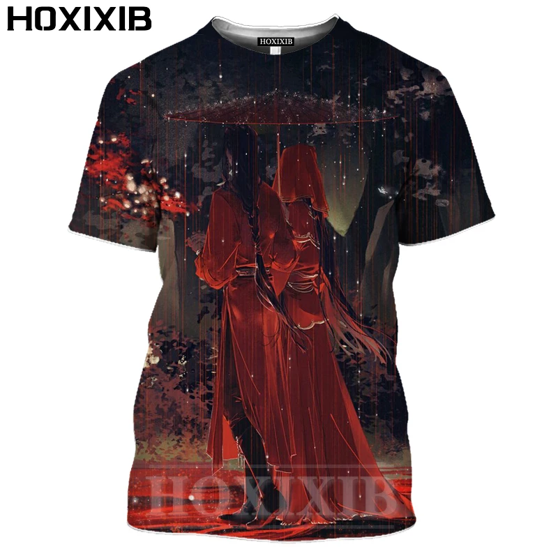 HOXIXIB Лятна Мъжка тениска Дамска с 3D Принтом, Реколта тениска с Аниме Heaven Official's Blessing, Естетически Тениски Сие Lian Fun