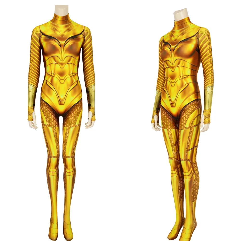Популярната жена Диана и Принц Златни доспехи Cosplay костюм на супергерой боди костюм за Хелоуин Комплект костюми