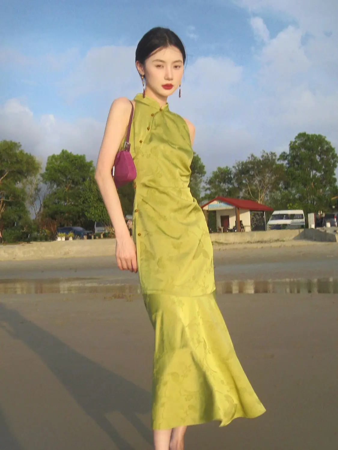 LOLIBOOK 2023 лятото вечерна рокля с цепка в китайски стил, без ръкави, Секси Елегантна Подобряване на модно парти Рокля