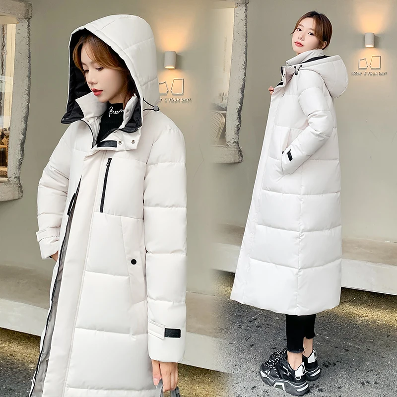 Дамско яке с памучна подплата със средна дължина на зимата 2022 г., нова стилна naka памучен яке в корейски стил над коляното, свободна яке с подплата