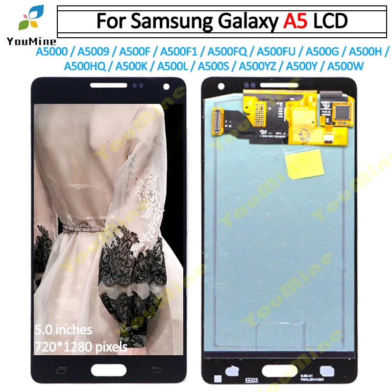 За Samsung Galaxy A5 A500 LCD дисплей A500F A500M A500Y LCD сензорен дисплей, дигитайзер, в събирането, подмяна на Samsung a50 lcd