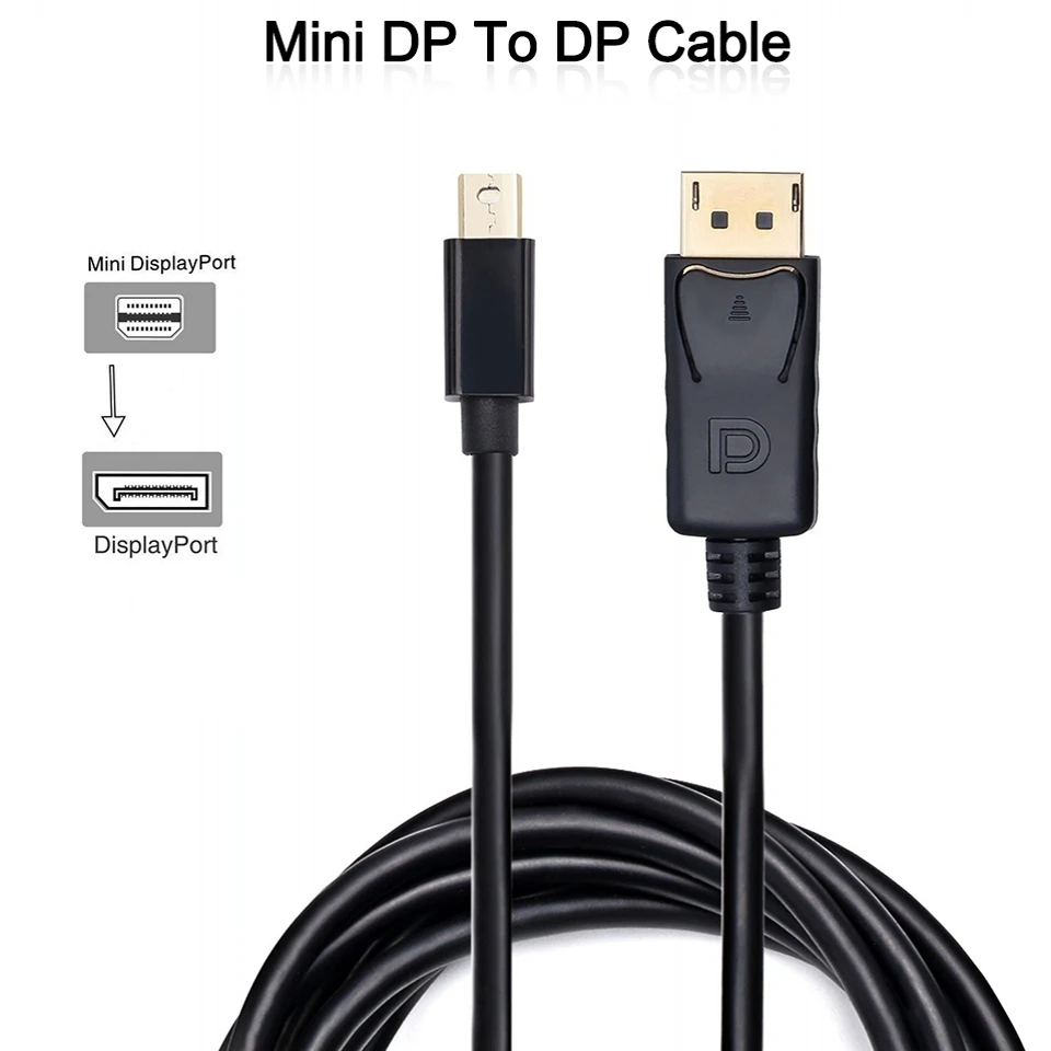 Кабел Mini DisplayPort Thunderbolt-DisplayPort DP 1.2 дължина от 6 фута височина 1,8 m от конектор към конектора за Macbook Surface Thinkpad, Dell Nuc