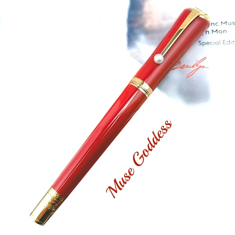 Специално издание Muses Goddess M. M Rollerball Pen MB Черно-Червени и Розови Офис Ученически Химикалки За Писане С Перлата Капачка