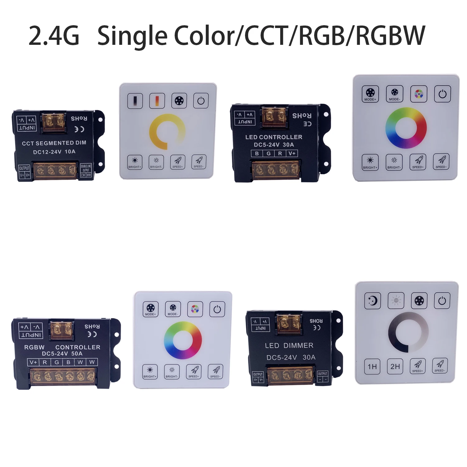 2,4 G RF Одноцветный/CCT/RGB/RGBW/RGBWC (RGB + CCT) Контролер за led лента 12V DC 5V 24V Светлинна лента 86 sty Тъчпад Ключ Димер